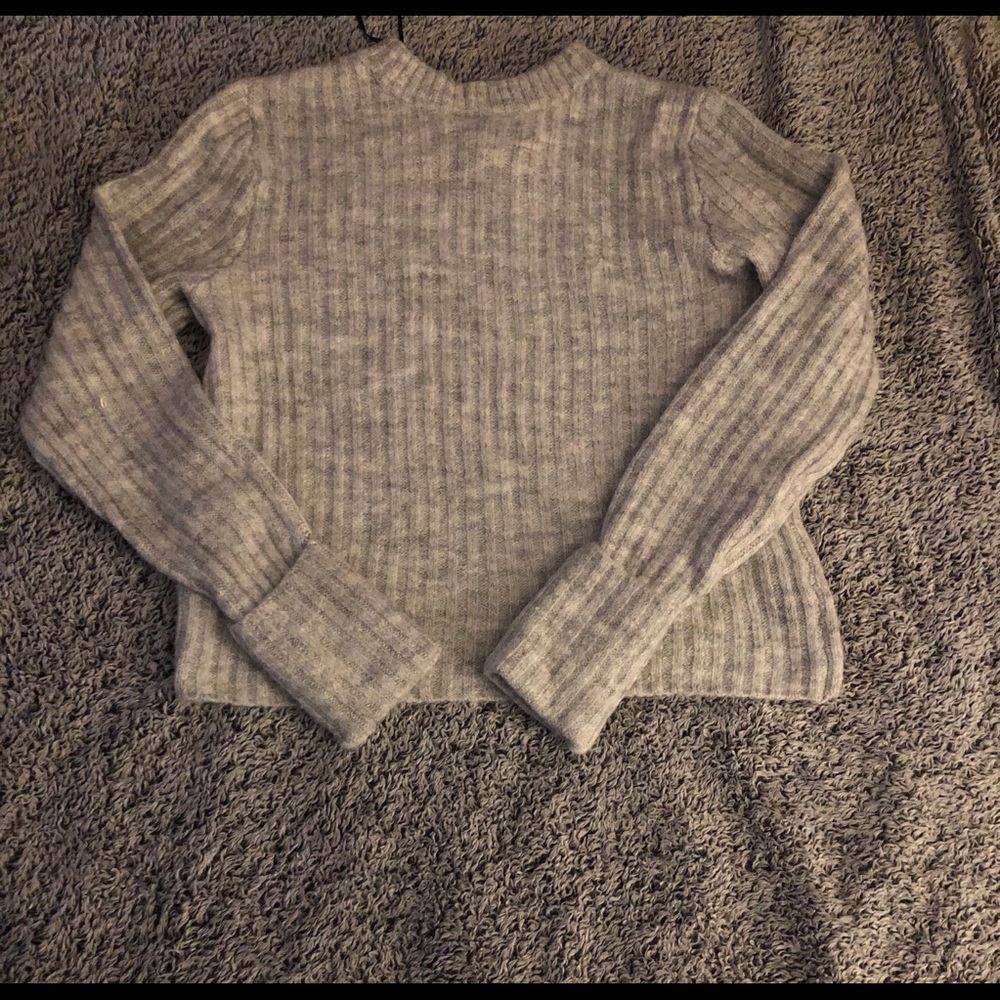Gray Knit Crewneck Sweater